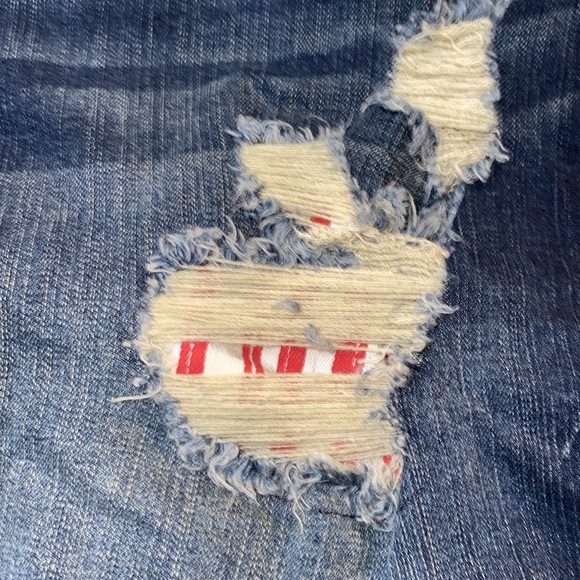 TORRID Distressed Stretch Jean Shorts Sz 24 Blue Stars Red White Stripe 4th July - Picture 5 of 6